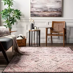 Kirklands Home Cream & Red Diamond Trellis Washable Area Rug, 5x8 Sale