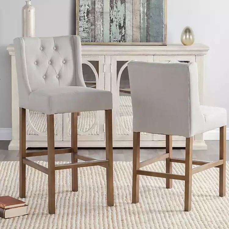 Kirklands Home Cream Button Tufted Kia Barstool Ivory New