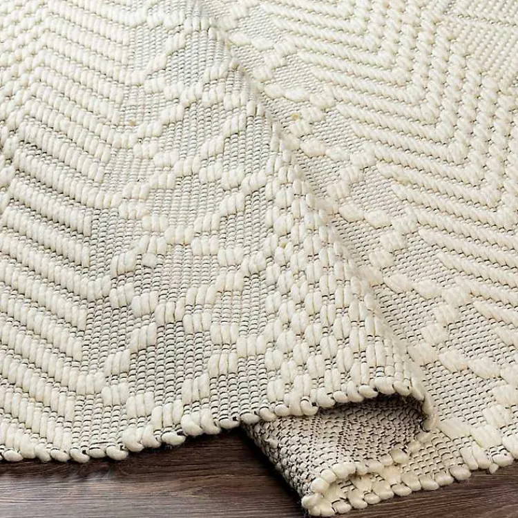 Kirklands Home Cream Diamond Tassel Wool Area Rug, 5x7 Ivory Discount