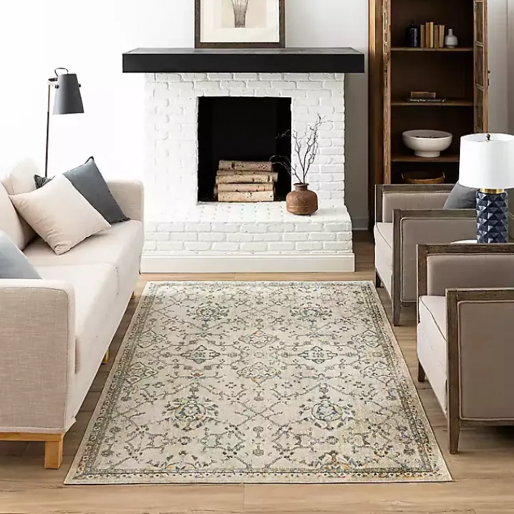 Kirklands Home Cream Granary Floral Area Rug, 6x9 Ivory Hot