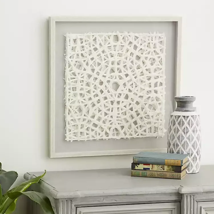 Kirklands Home Cream Handcut Paper Doily Shadowbox Framed Art Ivory Clearance