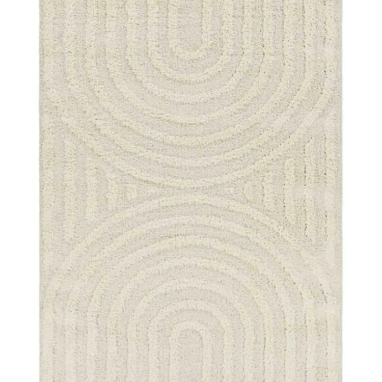 Kirklands Home Cream Modern Curve Area Rug, 5x7 Ivory New