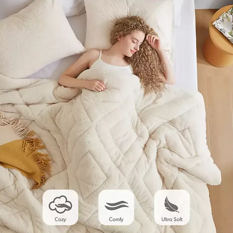 Kirklands Home Cream Quilted Teddy 3-pc. King Comforter Set Ivory Discount
