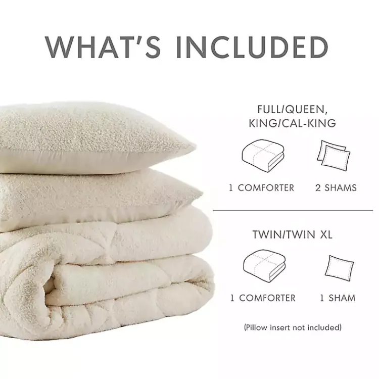 Kirklands Home Cream Quilted Teddy 3-pc. King Comforter Set Ivory Discount