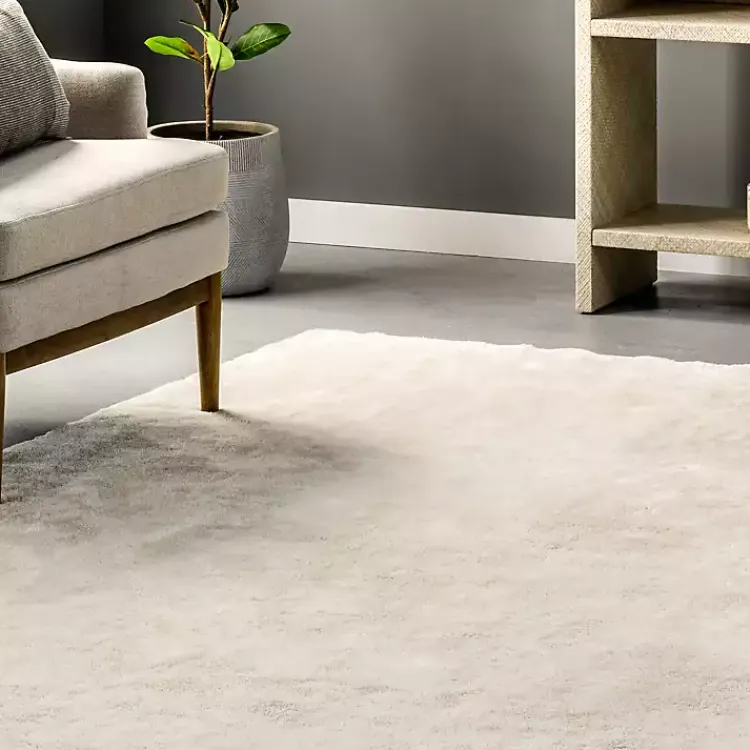 Kirklands Home Cream Shag Washable Area Rug, 8x10 White New