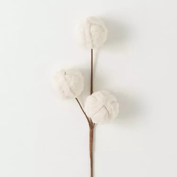 Christmas Tree Decorations>Kirklands Home Cream Sherpa Ball Christmas Spray Stems, Set of 3 White