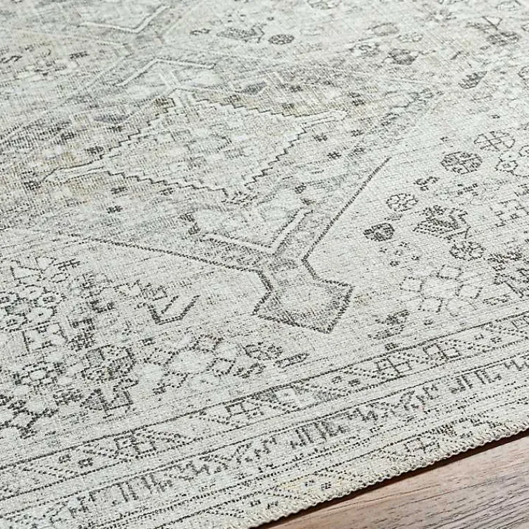 Kirklands Home Cream Traditional Washable Area Rug, 7x10 Ivory New