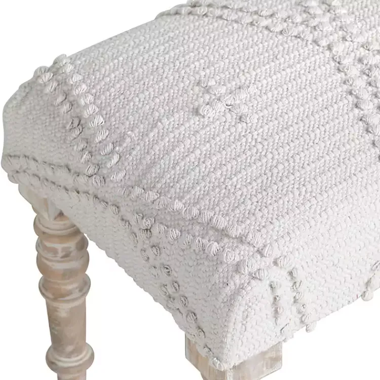 Kirklands Home Cream Upholstered Spindle Leg Bench Ivory Outlet