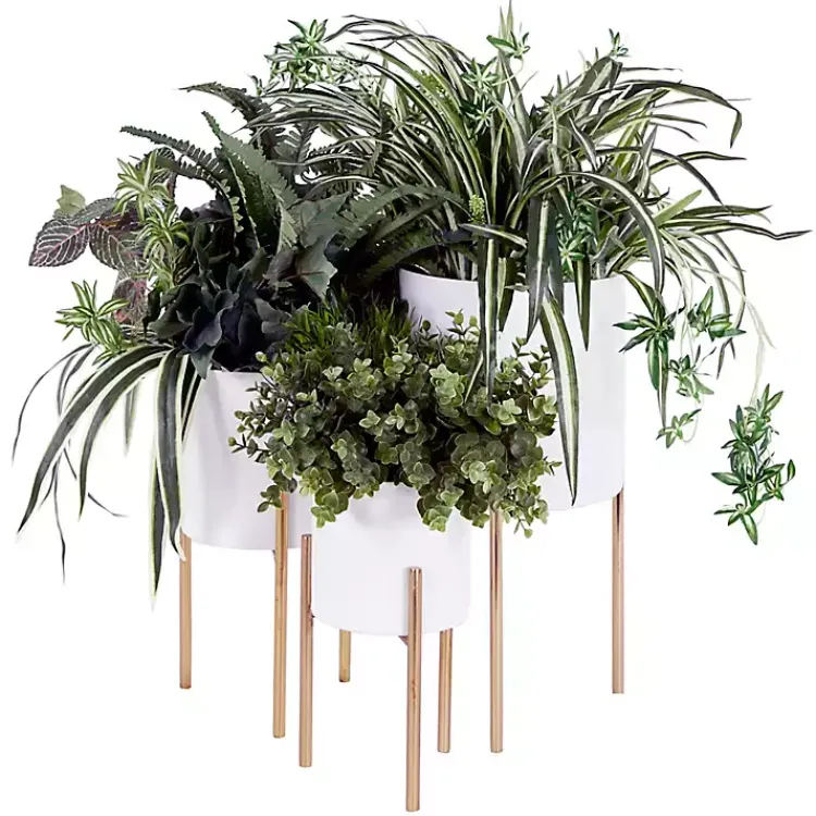 Kirklands Home Daisy Modern Iron Planters, Set of 3 White