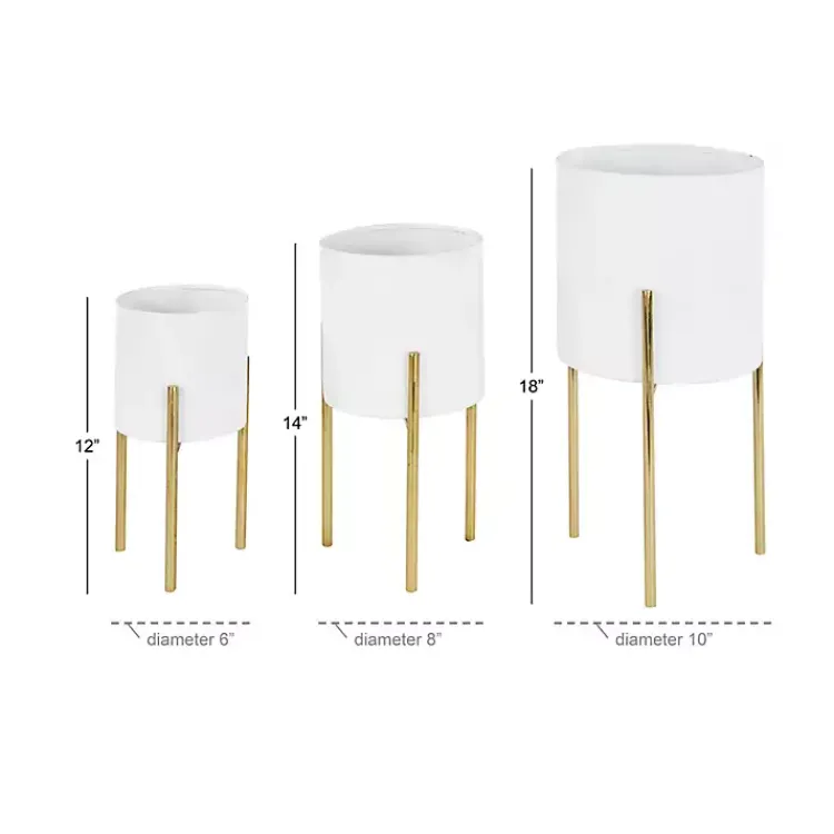 Kirklands Home Daisy Modern Iron Planters, Set of 3 White