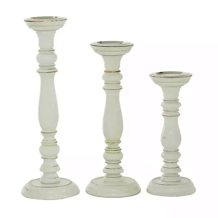 Candle Holders>Kirklands Home Daisy White Rustic 3-pc. Candle Holder Set