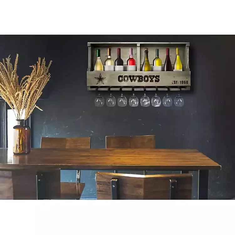 Kirklands Home Dallas Cowboys Reclaimed Wood Bar Shelf Gray