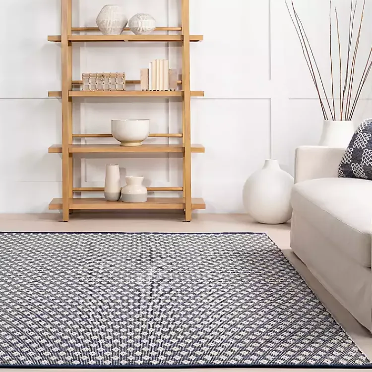 Kirklands Home Dark Gray and Ivory Dainty Diamond Area Rug, 5x8 Discount
