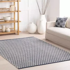 Kirklands Home Dark Gray and Ivory Dainty Diamond Area Rug, 6x9 Sale