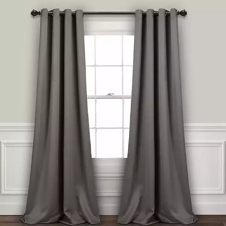 Kirklands Home Dark Blackout Curtain Panel Set, 84 in. Gray Outlet