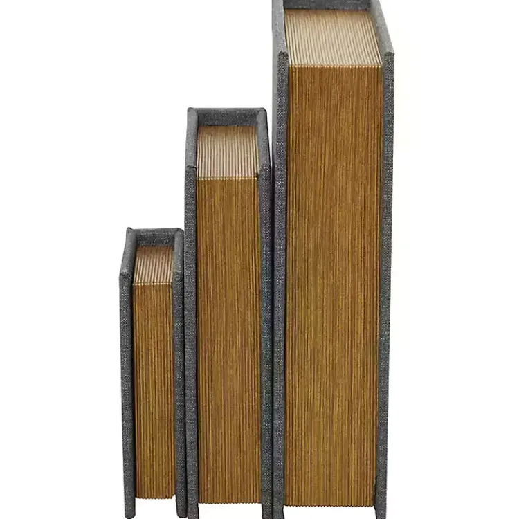 Baskets & Boxes>Kirklands Home Dark Linen Book Boxes, Set of 3 Gray