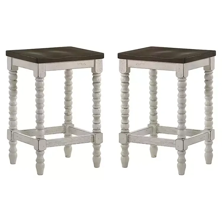 Kirklands Home Dark Walnut & White Wood Ema 2-pc. Counter Stools Brown Sale