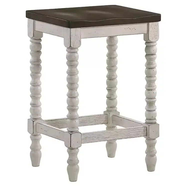 Kirklands Home Dark Walnut & White Wood Ema 2-pc. Counter Stools Brown Sale