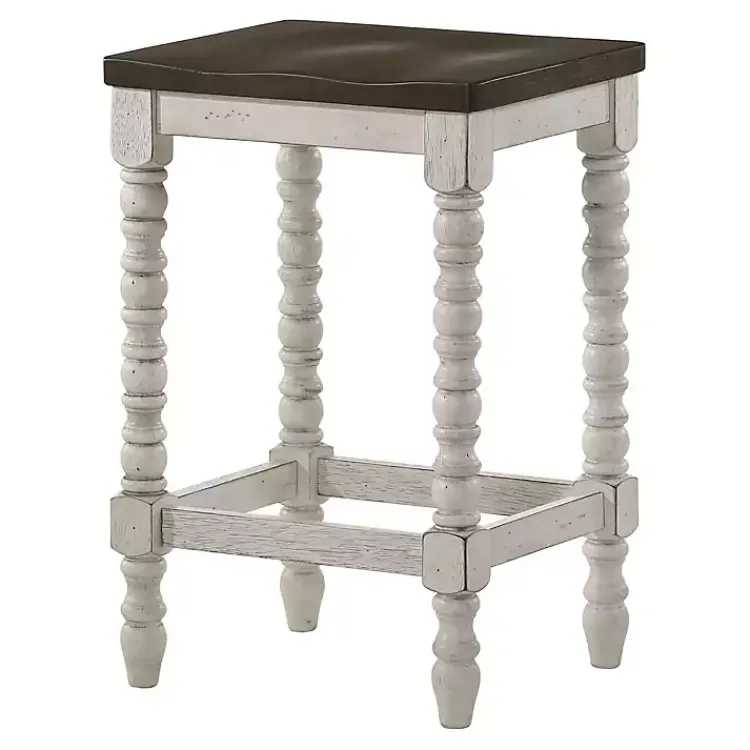 Kirklands Home Dark Walnut & White Wood Ema 2-pc. Counter Stools Brown Sale