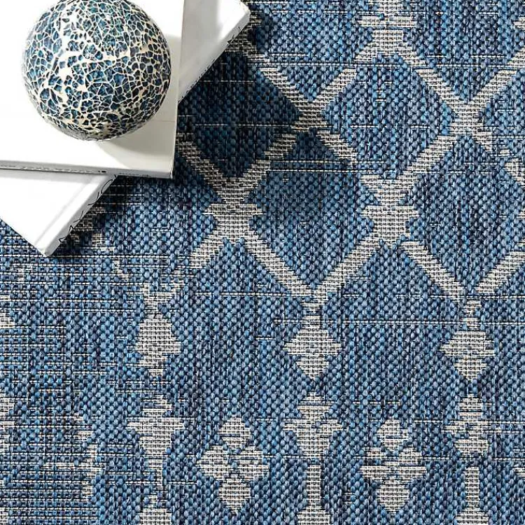 Kirklands Home Davon Blue Moroccan Trellis Outdoor Rug, 5x8 New