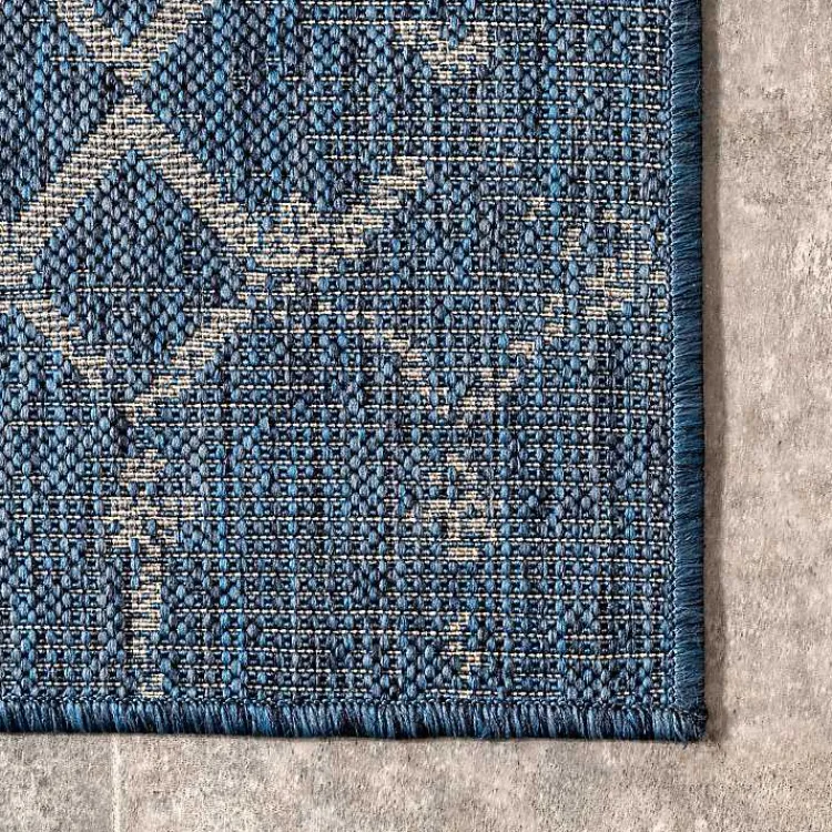 Kirklands Home Davon Blue Moroccan Trellis Outdoor Rug, 5x8 New