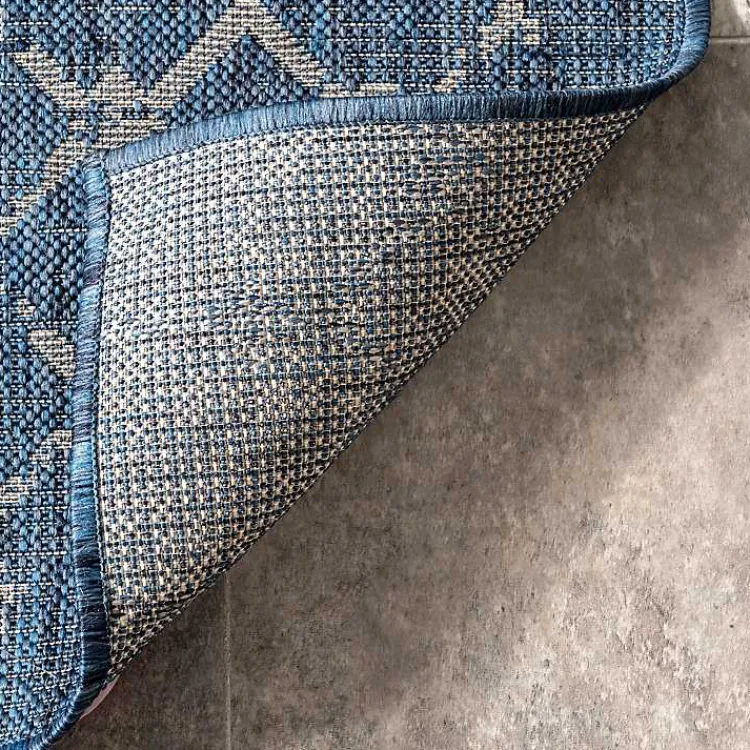 Kirklands Home Davon Blue Moroccan Trellis Outdoor Rug, 5x8 New