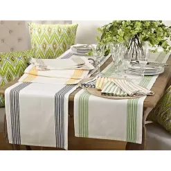 Kirklands Home Deep Blue Striped Border Table Runner Online