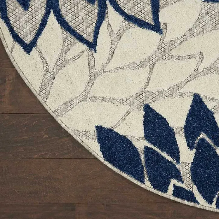 Kirklands Home Denim Floral Burst Round Outdoor Area Rug Online