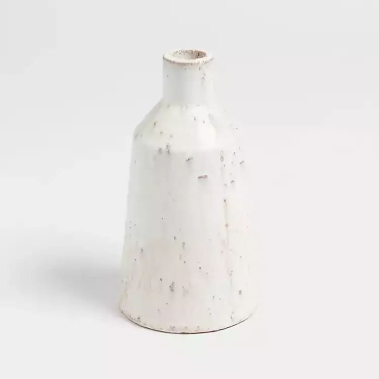 Vases>Kirklands Home Distressed Cream Textured Terracotta Vase, 9 in. White