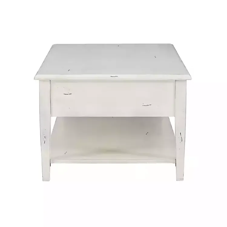 Kirklands Home Distressed Cream Wood 3-Drawer Coffee Table Ivory Sale