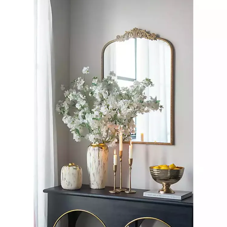 Vases>Kirklands Home Distressed Gray Vase with Gold Splatter, 14 in.