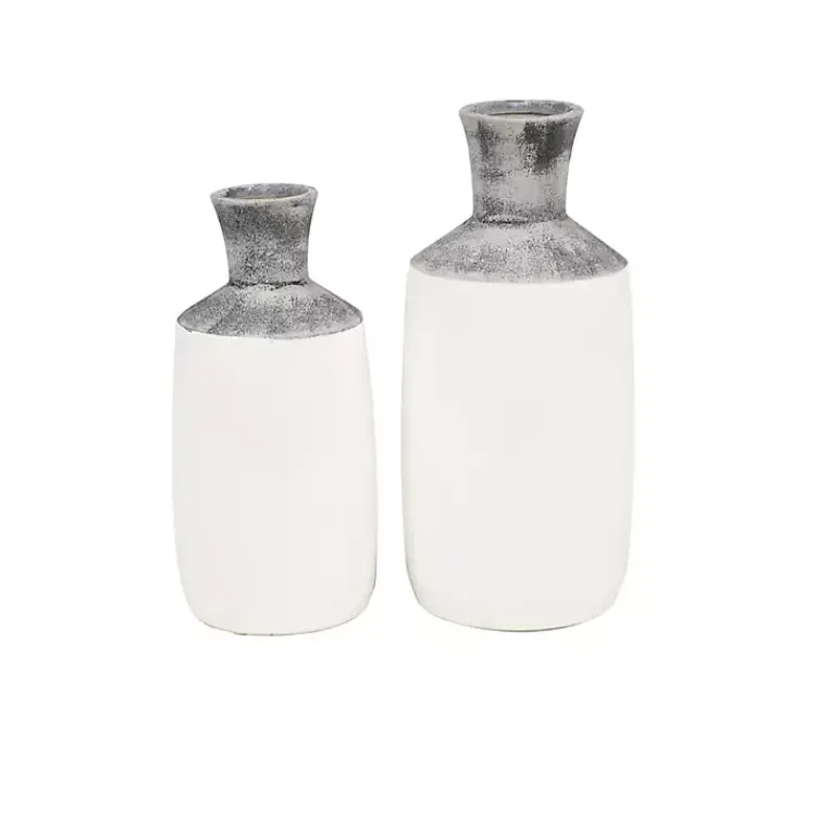 Vases>Kirklands Home Distressed Two-Tone Stoneware Vases, Set of 2