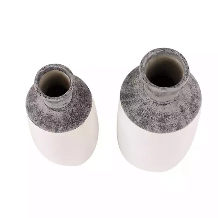 Vases>Kirklands Home Distressed Two-Tone Stoneware Vases, Set of 2
