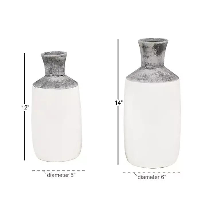 Vases>Kirklands Home Distressed Two-Tone Stoneware Vases, Set of 2