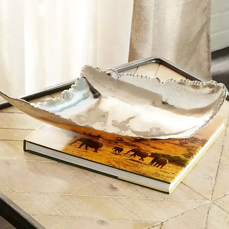 Decorative Trays>Kirklands Home Earthy Abstract Cracked Decorative Tray Silver