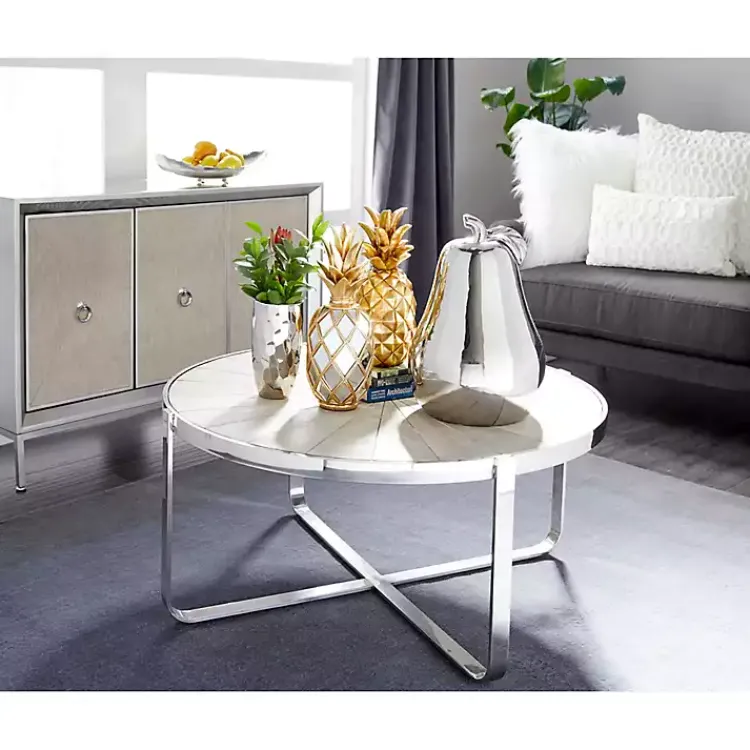 Decorative Trays>Kirklands Home Earthy Abstract Cracked Decorative Tray Silver