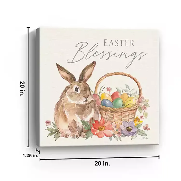 Easter Decorations>Kirklands Home Easter Blessings Bunny and Basket Canvas Art Print