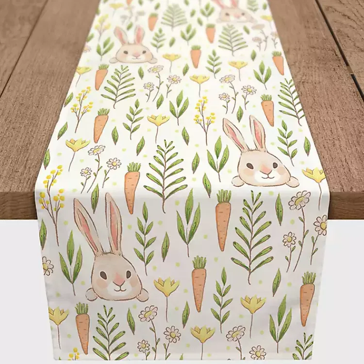 Easter Decorations>Kirklands Home Easter Bunnies and Carrots Table Runner, 90 in.