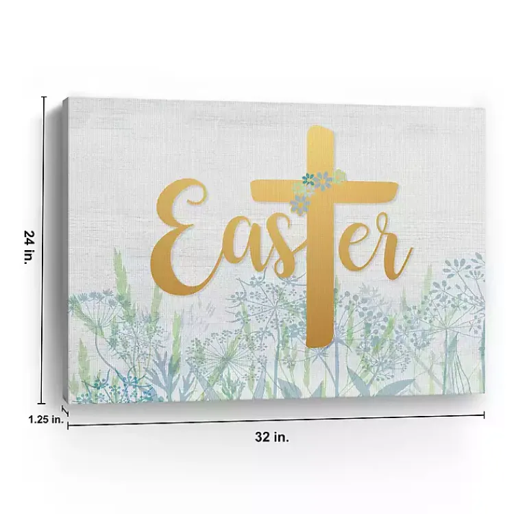 Easter Decorations>Kirklands Home Easter Cross Wildflower Canvas Art Print, 24x32 Blue