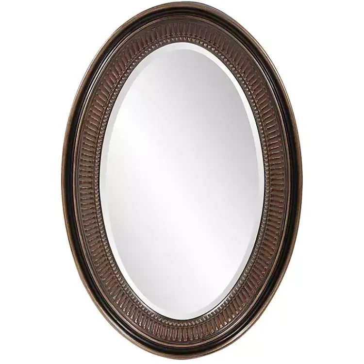 Kirklands Home Ethan Bronze Ribbed Oval Wall Mirror Hot