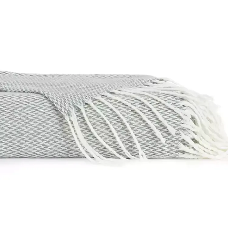 Blankets & Throws>Kirklands Home Eucalyptus Herringbone Throw with Fringe Green