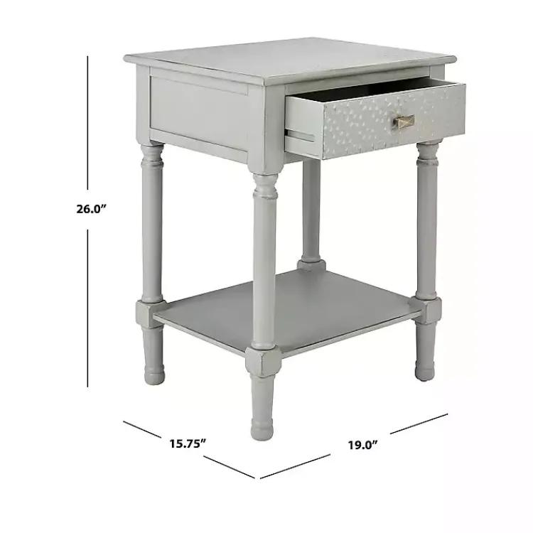 Kirklands Home Evelina Textured Single Drawer Accent Table Gray Clearance
