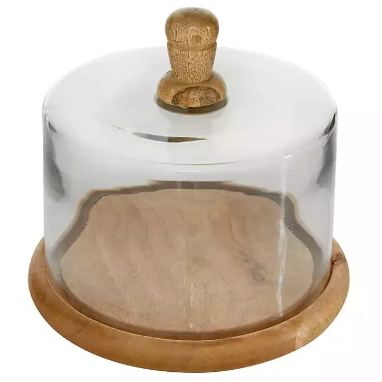 Decorative Accents>Kirklands Home Farmhouse Wood and Glass Cloche, 6 in. Brown