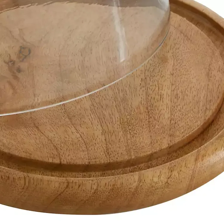 Decorative Accents>Kirklands Home Farmhouse Wood and Glass Cloche, 6 in. Brown