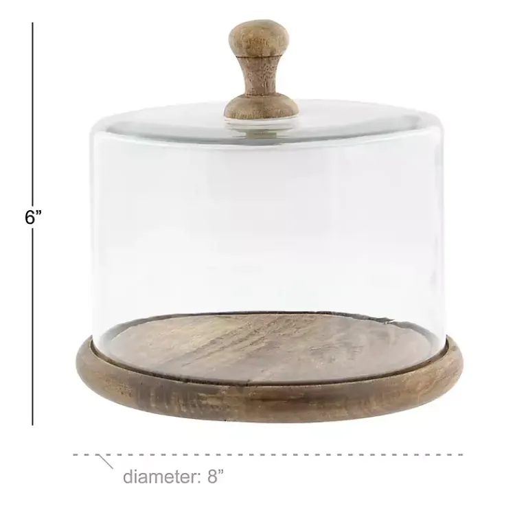 Decorative Accents>Kirklands Home Farmhouse Wood and Glass Cloche, 6 in. Brown