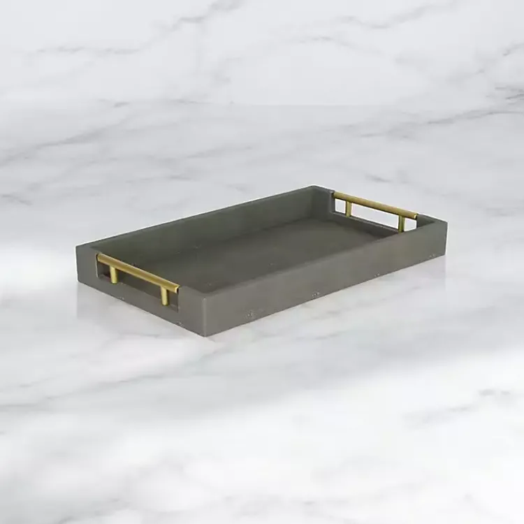 Decorative Trays>Kirklands Home Faux Leather Tray Gray