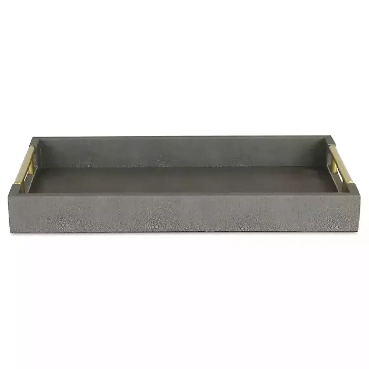 Decorative Trays>Kirklands Home Faux Leather Tray Gray
