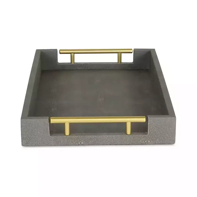 Decorative Trays>Kirklands Home Faux Leather Tray Gray