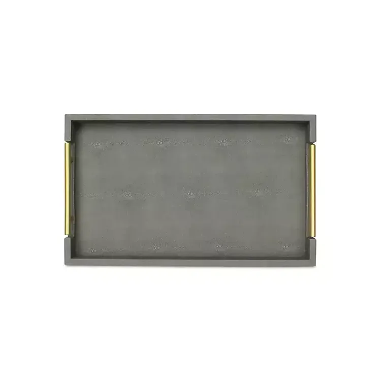 Decorative Trays>Kirklands Home Faux Leather Tray Gray