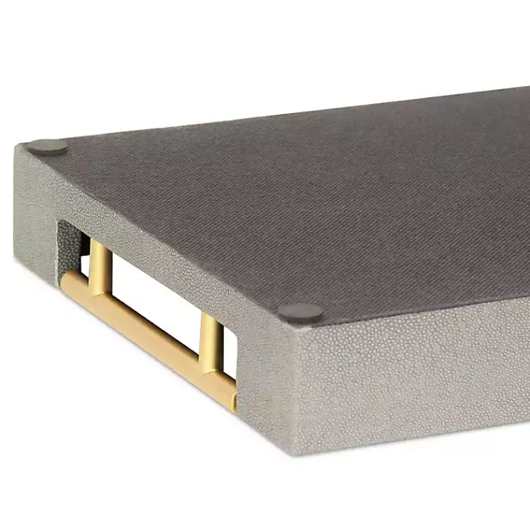 Decorative Trays>Kirklands Home Faux Leather Tray Gray
